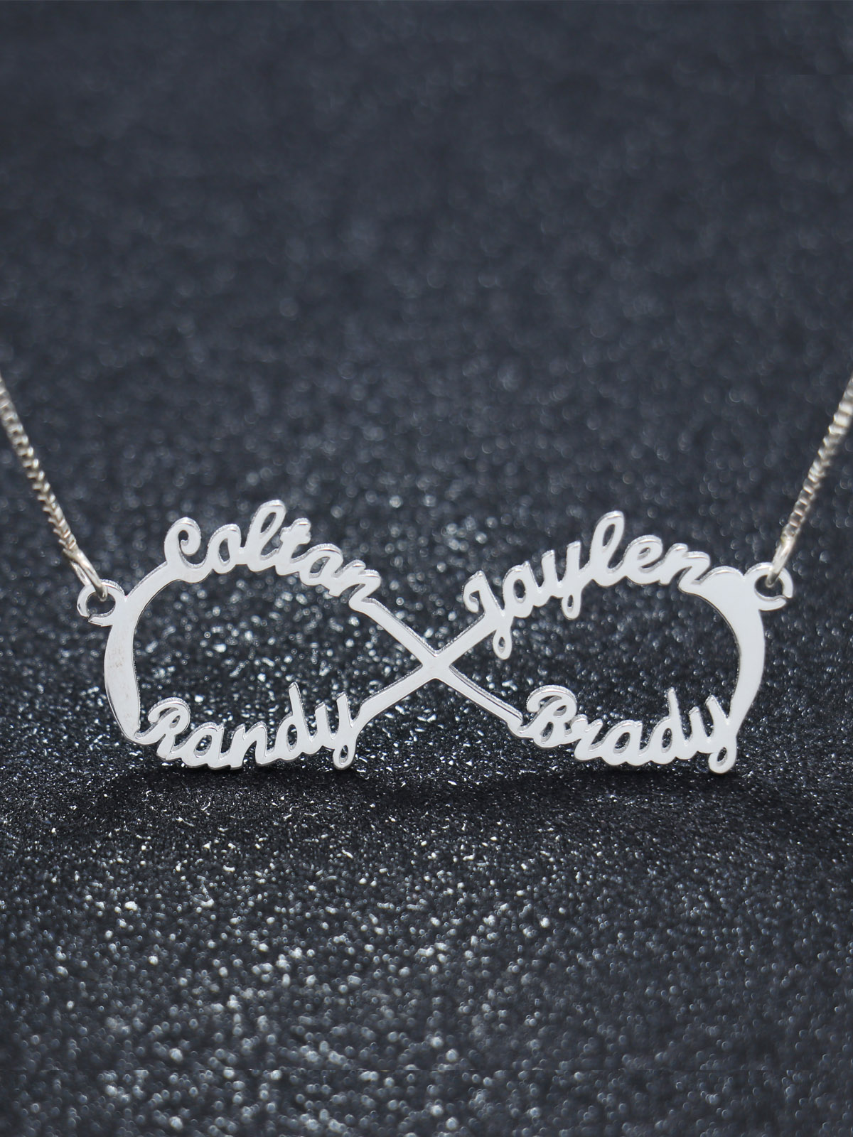 U7 Name Necklace Personalized Eternal Love Jewelry Custom Choker 925 Sterling Silver Infinity Necklace with 1-4 Names Birthstones of Family Friend
